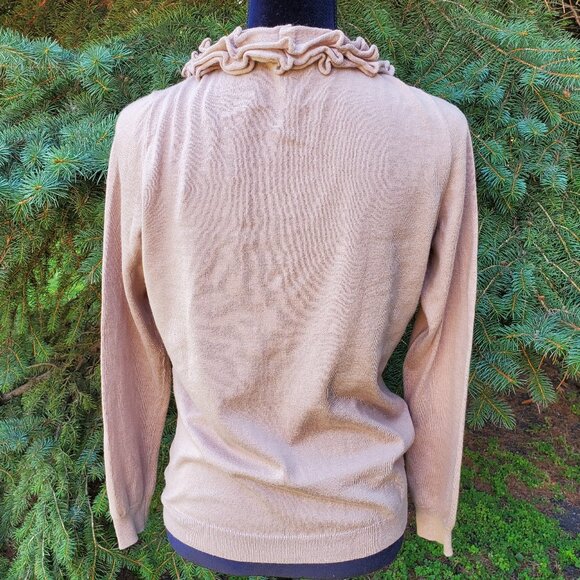 Talbots Tan Ruffle Button Cardigan - Picture 2 of 7